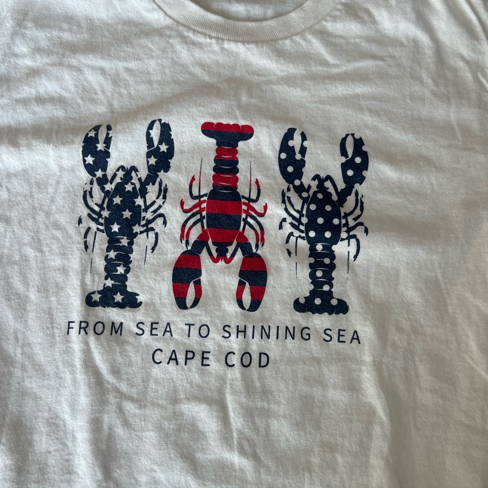 Cape Cod Graphic Lobster T-Shirt Heavy Cotton Red White Blue Size Small Unisex - Picture 3 of 6
